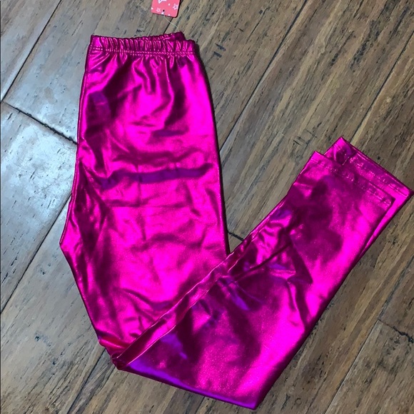 hot pink metallic leggings